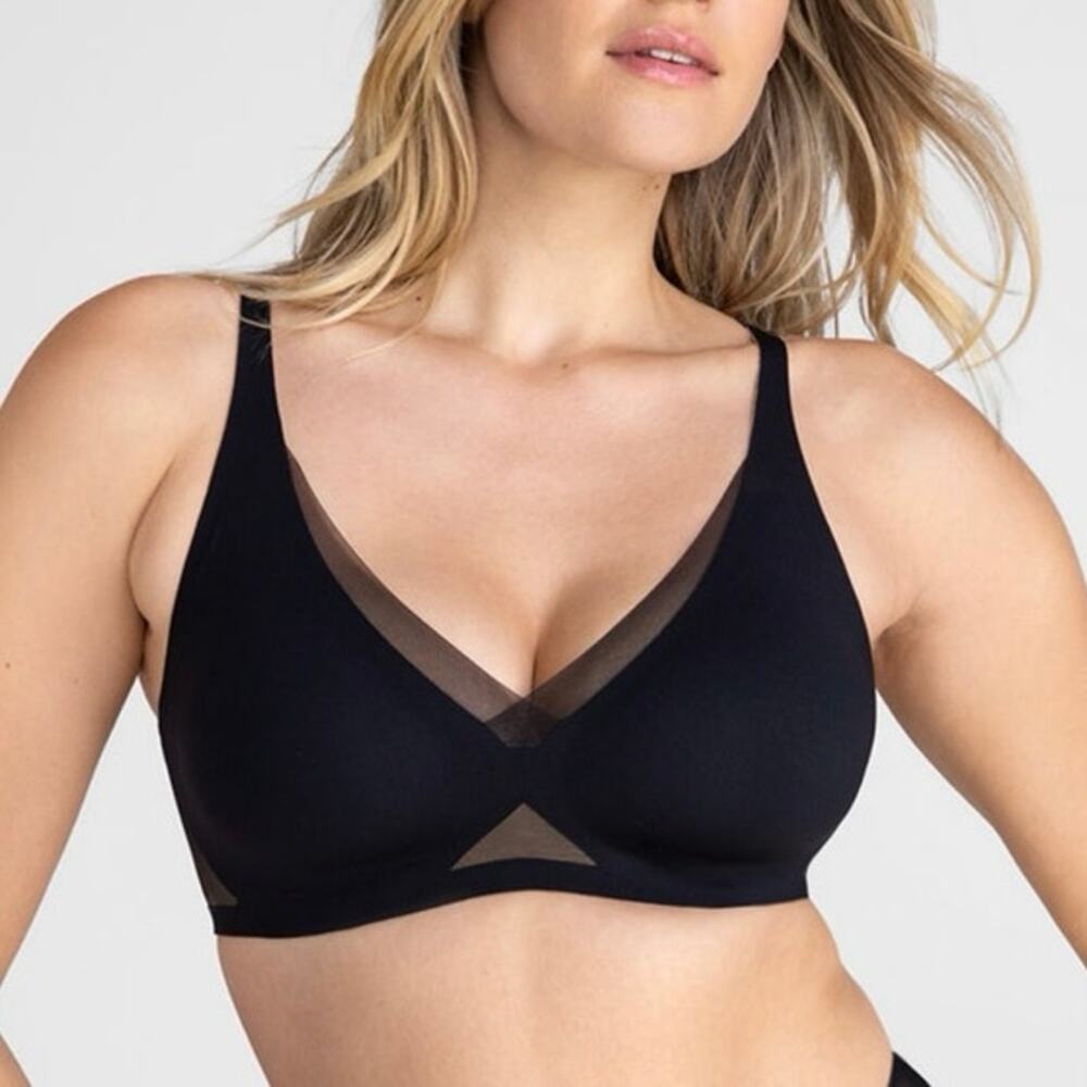Honeylove Crossover Bra in Runway Black Size 42 C/D Wireless Comfort Support